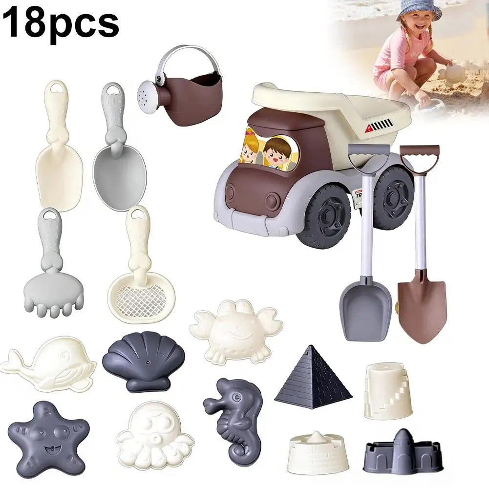 17/18/19pcs Beach Toys Set Summer Outdoor Games Sand Play Plastic Watering Bottle Shovels Panda Beach Water Game Toy Tools Gift