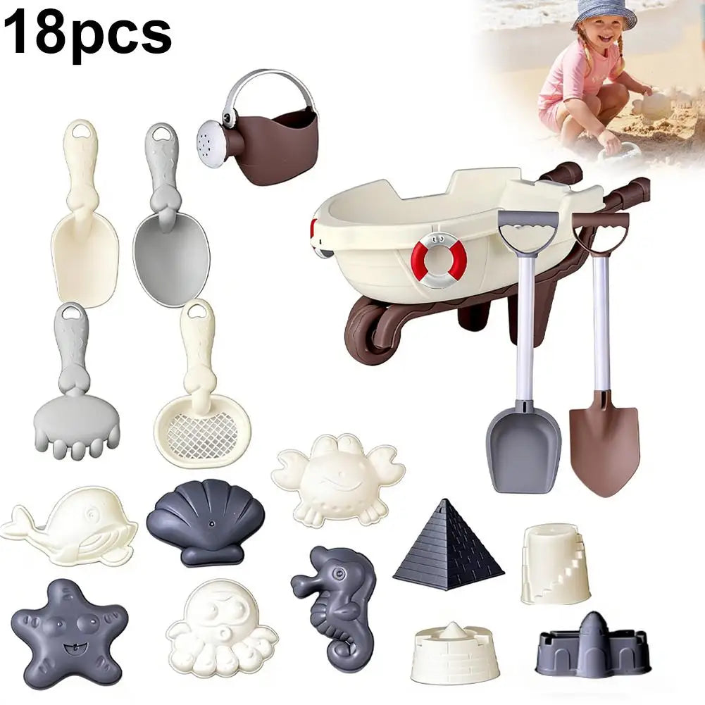 17/18/19pcs Beach Toys Set Summer Outdoor Games Sand Play Plastic Watering Bottle Shovels Panda Beach Water Game Toy Tools Gift